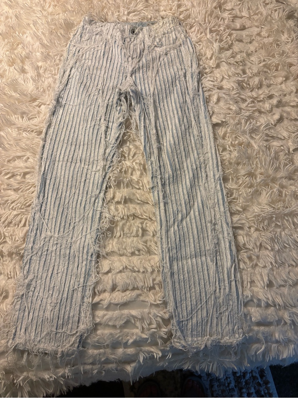 Diesel Light Blue & White Striped Straight-Leg Jeans Vintage